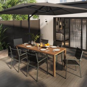 Table de jardin aluminium effet bois rectangulaire OLIVARA 201 x 90 cm