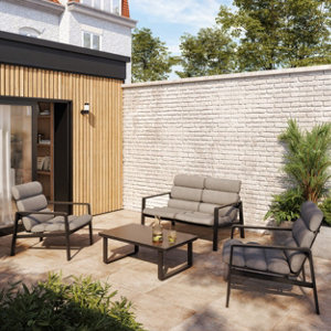 Salon de jardin 4 places acier gris TILIO 