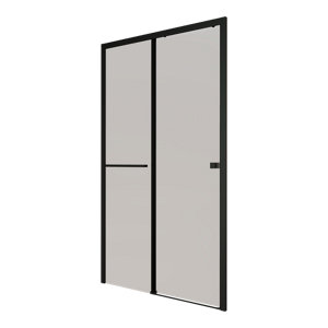 Porte de douche coulissante verre trempé 8 mm noir mat l. 118 à 120 x H. 200 cm