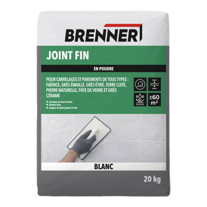 Mortier de jointoiement fin blanc sac 20 kg pour carrelage intérieur et extérieur