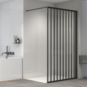 Paroi de douche à l’italienne noir mat verre trempé 6 mm L. 118 x H. 200 cm