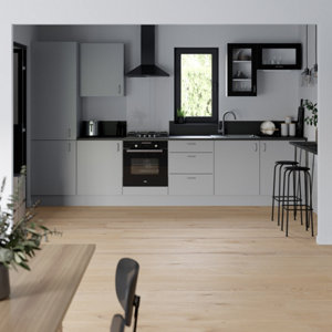 Meuble bas "Adele" gris l.80 x h.72 x p.57 cm 1 tiroir + 2 casseroliers