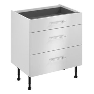 Meuble bas "Dorice" blanc brillant l.80 x h.72 x p.57 cm 1 tiroir + 2 casseroliers