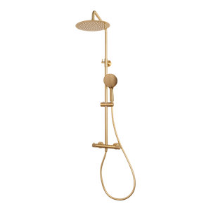 Colonne de douche mural thermostatique or brossé 110 x 26 x 46 cm