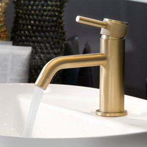 Mitigeur lavabo laiton brossé effet or avec bonde clic clac SINDIA 