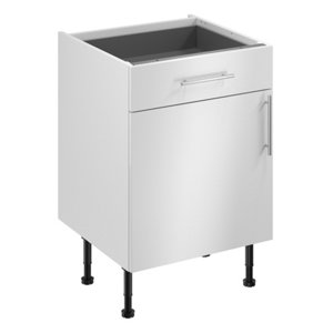 Meuble bas "Dorice" blanc brillant l.60 x h.72 x p.57 cm 1 porte + 1 tiroir