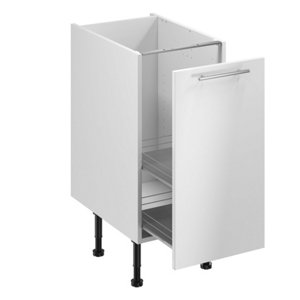 Meuble bas "Dorice" blanc brillant l.40 x h.72 x p.57 cm 1 porte coulissante