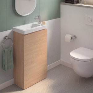Meuble lave-mains à poser décor imitation chêne clair IDALIE 79 x 43,5 x 23,2 cm