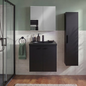 Meuble sous-vasque suspendu noir mat IDALIE 60 x 60 x 45 cm
