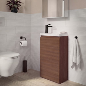 Meuble lave-mains à poser décor imitation chêne brun IDALIE 79 x 43,5 x 23,2 cm