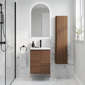 Colonne de rangement salle de bain décor imitation chêne brun IDALIE 120 x 30 x 36 cm