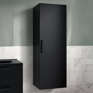 Colonne de rangement salle de bain noir mat IDALIE 180 x 30 x 36 cm
