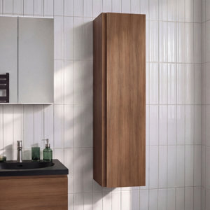 Colonne de rangement salle de bain décor imitation chêne brun IDALIE 120 x 30 x 36 cm