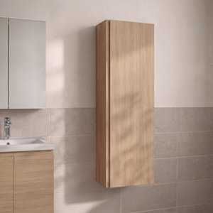 Colonne de rangement salle de bain décor imitation chêne clair IDALIE 120 x 40 x 15 cm