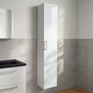 Colonne de rangement salle de bain blanc brillant IDALIE 180 x 30 x 36 cm