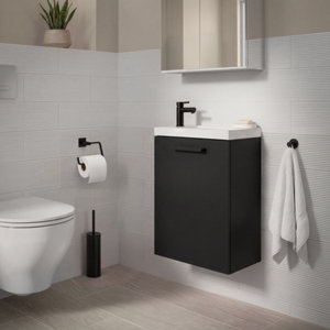 Meuble lave-mains suspendu noir mat IDALIE 55 x 43,5 x 23,2 cm