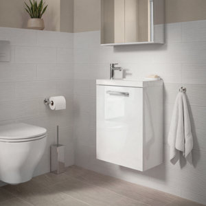 Meuble lave-mains suspendu blanc brillant IDALIE 55 x 43,5 x 23,2 cm