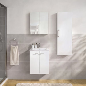 Meuble sous-vasque suspendu blanc brillant IDALIE 50 x 60 x 45 cm