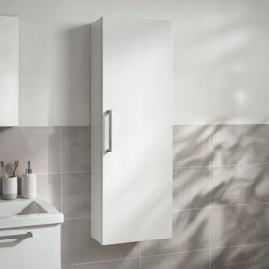 Colonne de rangement salle de bain blanc brillant IDALIE 120 x 40 x 15 cm