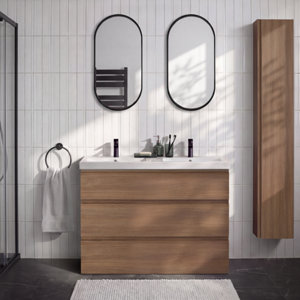 Meuble sous-vasque à poser décor imitation chêne brun IDALIE 120 x 86,5 x 45 cm