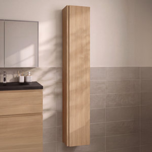Colonne de rangement salle de bain décor imitation chêne clair IDALIE 180 x 30 x 36 cm