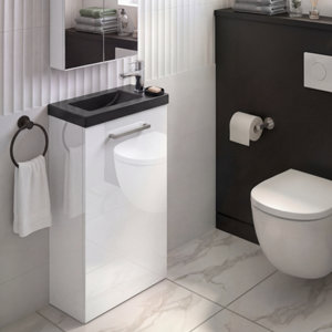 Meuble lave-mains à poser blanc brillant IDALIE 79 x 43,5 x 23,2 cm