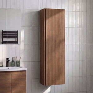 Colonne de rangement salle de bain décor imitation chêne brun IDALIE 120 x 40 x 15 cm