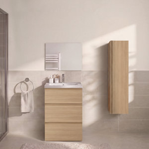 Meuble sous-vasque à poser décor imitation chêne clair IDALIE 60 x 86,5 x 45 cm