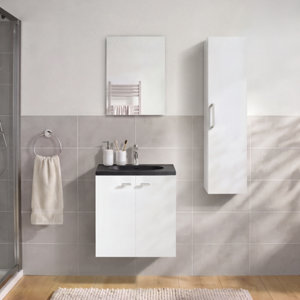 Meuble sous-vasque suspendu blanc brillant IDALIE 60 x 60 x 45 cm