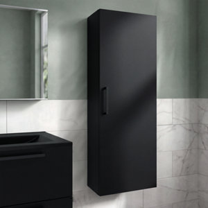 Colonne de rangement salle de bain noir mat IDALIE 120 x 40 x 15 cm