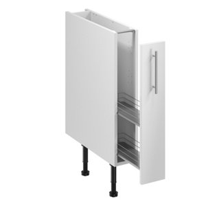 Meuble bas "Dorice" blanc brillant l.15 x h.72 x p.57 cm 1 porte coulissante