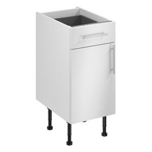 Meuble bas "Dorice" blanc brillant l.40 x h.72 x p.57 cm 1 porte + 1 tiroir