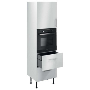 Colonne four "Dorice" blanc brillant l.60 x h.201 x p.57 cm + 1 porte + 2 casseroliers + 1 tiroir intérieur