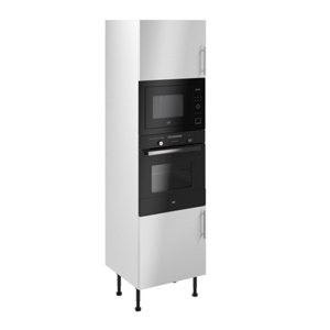 Colonne four + micro-ondes "Dorice" blanc brillant l.60 x h.201 x p.57 cm + 2 portes