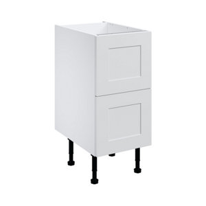 Meuble bas "Florie" blanc mat l.40 x h.72 x p.57 cm 2 casseroliers + 1 tiroir intérieur haut
