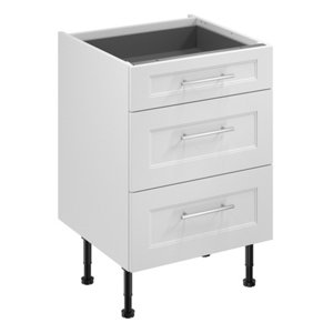 Meuble bas "Florie" blanc mat l.60 x h.72 x p.57 cm 1 tiroir + 2 casseroliers