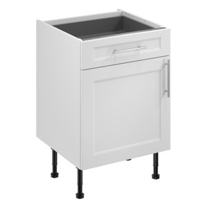 Meuble bas "Florie" blanc mat l.60 x h.72 x p.57 cm 1 porte + 1 tiroir