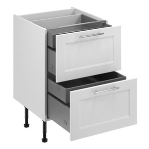 Meuble bas "Florie" blanc mat l.60 x h.72 x p.57 cm 2 casseroliers + 2 tiroirs intérieurs