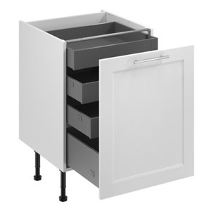 Meuble bas "Florie" blanc mat l.60 x h.72 x p.57 cm 1 porte 1 casserolier + 3 tiroirs