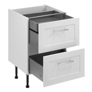 Meuble bas "Florie" blanc mat l.60 x h.72 x p.57 cm 2 casseroliers + 1 tiroir intérieur haut