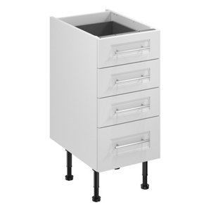 Meuble bas "Florie" blanc mat l.40 x h.72 x p.57 cm 3 tiroirs + 1 casserolier