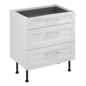 Meuble bas "Florie" blanc mat l.80 x h.72 x p.57 cm 1 tiroir + 2 casseroliers