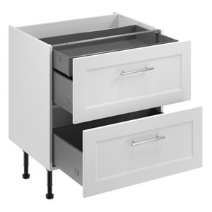 Meuble bas "Florie" blanc mat l.80 x h.72 x p.57 cm 2 casseroliers + 1 tiroir intérieur