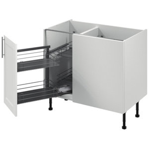 Meuble d'angle bas "Florie" blanc mat l.100 x h.72 x p.57 cm 1 porte + rangement panier gauche