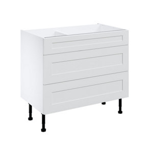 Meuble bas "Florie" blanc mat  l.100 x h.72 x p.57 cm 1 tiroir + 2 casseroliers