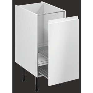 Meuble bas "Glorian" blanc brillant l.40 x h.72 x p.57 cm 1 porte coulissante