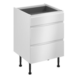 Meuble bas "Glorian" blanc brillant l.60 x h.72 x p.57 cm 1 tiroir + 2 casseroliers