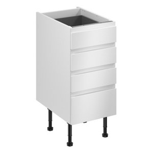 Meuble bas "Glorian" blanc brillant l.40 x h.72 x p.57 cm 3 tiroirs + 1 casserolier