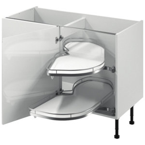 Meuble d'angle bas "Glorian" blanc brillant l.120 x h.72 x p.57 cm 1 porte + rangement Space droit