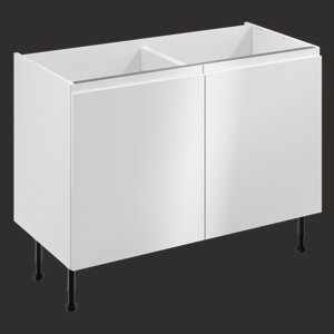 Meuble bas "Glorian" blanc brillant l.120 x h.72 x p.57 cm 2 portes